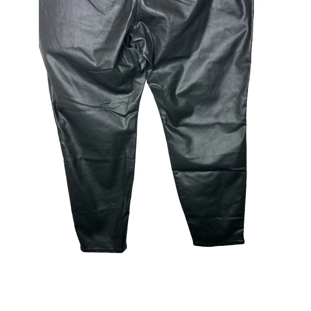NWT Sanctuary Womens East Coast Utility Vegan Leather Pants 2X Drawstring‎ Black